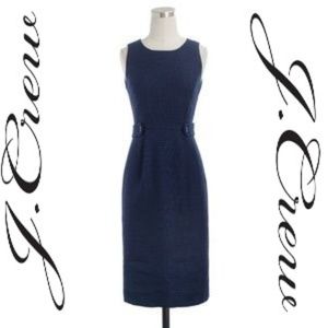 J.Crew Attaché Blue Linen Sleeveless Dress Size 2 EUC